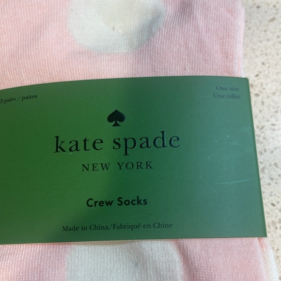 Kate Spade NWT Set of 3  Pink and White Crew Socks - Picture 2 of 4
